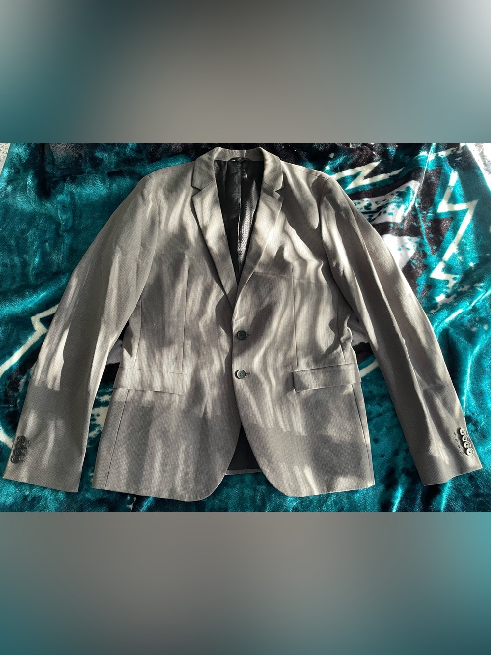 HUGO Men's Light Gray Two-Button Blazer